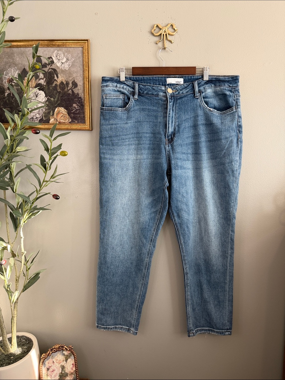 VERVET Los Angeles Size 16 Medium Wash Straight Leg Ankle Jeans Stretch - Picture 2 of 7